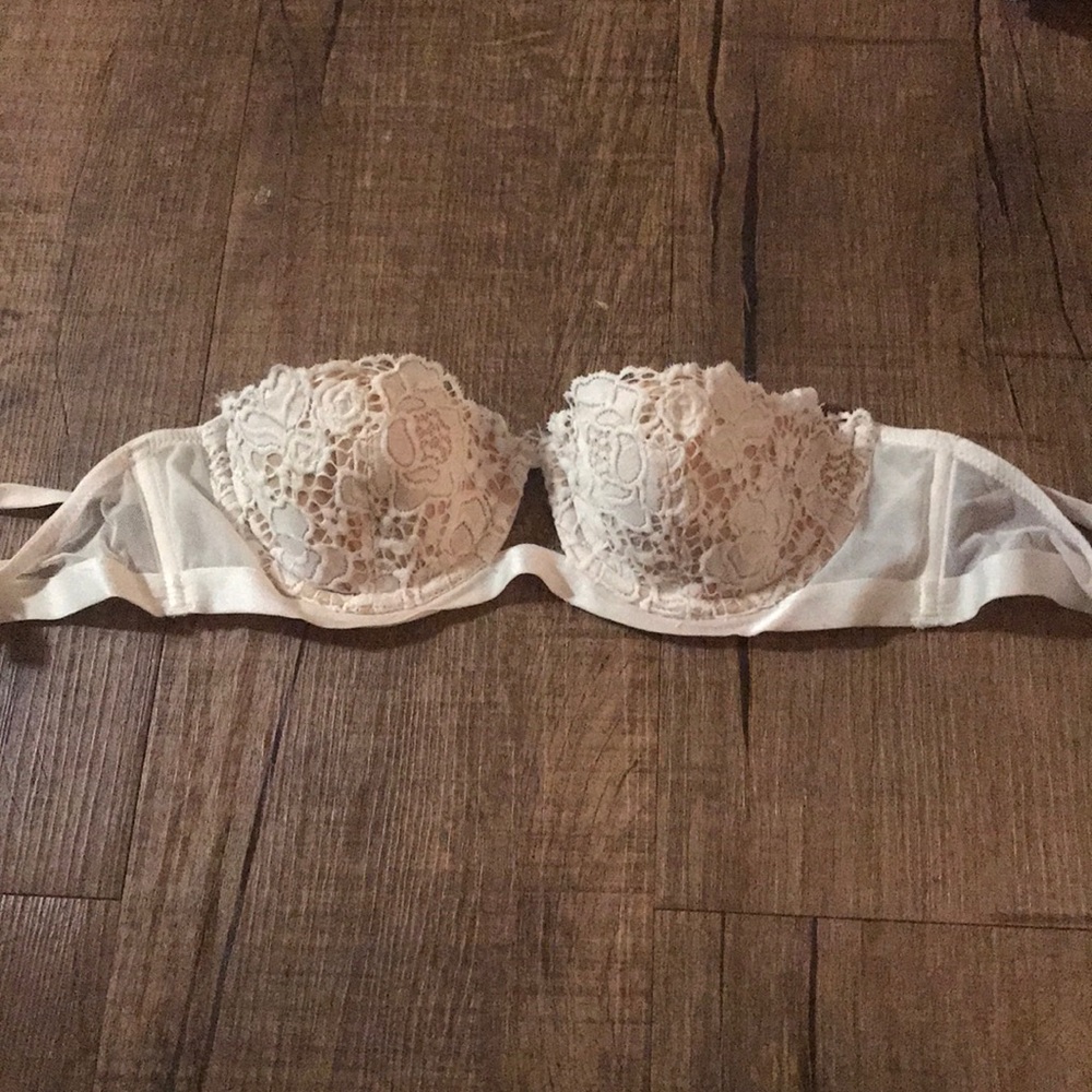 VS white mesh and lace balconette bra